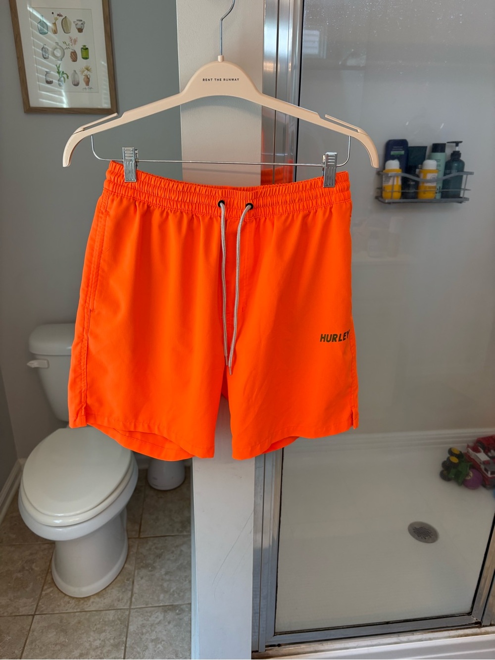 Hurley Men’s Neon Orange Athletic Swim Shorts